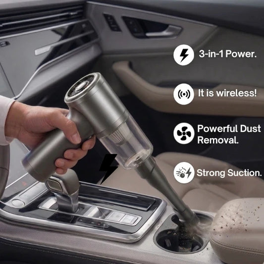 2-in-1 Cordless Vacuum & Air Duster – Rechargeable Mini Cleaner