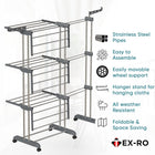 Expandable Clothes Drying Stand | Foldable Stainless Steel Laundry Drying Rack | Space-Saving Indoor & Outdoor Clothes Dryer thumbnail 2