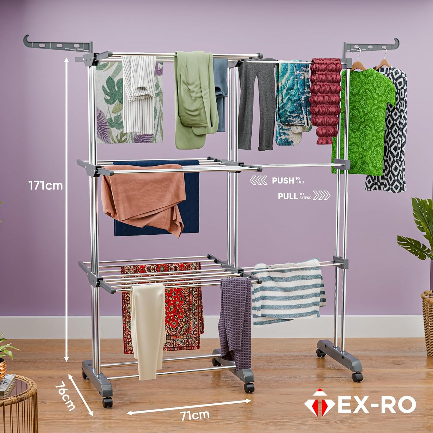 Expandable Clothes Drying Stand | Foldable Stainless Steel Laundry Drying Rack | Space-Saving Indoor & Outdoor Clothes Dryer