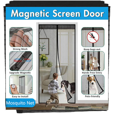Polyester Magnetic Mosquito Net for Door | Mosquito Curtain for All Door Types & Sizes | Auto-Closing Insect Screen to Keep Mosquito Out (210x100 cms)