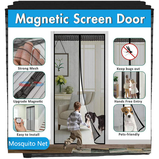 Polyester Magnetic Mosquito Net for Door | Mosquito Curtain for All Door Types & Sizes | Auto-Closing Insect Screen to Keep Mosquito Out (210x100 cms)