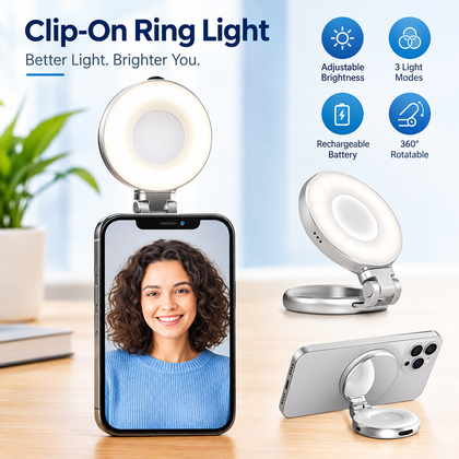 Magnetic LED Selfie Light: Rechargeable, Portable & Adjustable