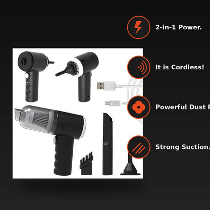 2-in-1 Cordless Vacuum & Air Duster – Rechargeable Mini Cleaner